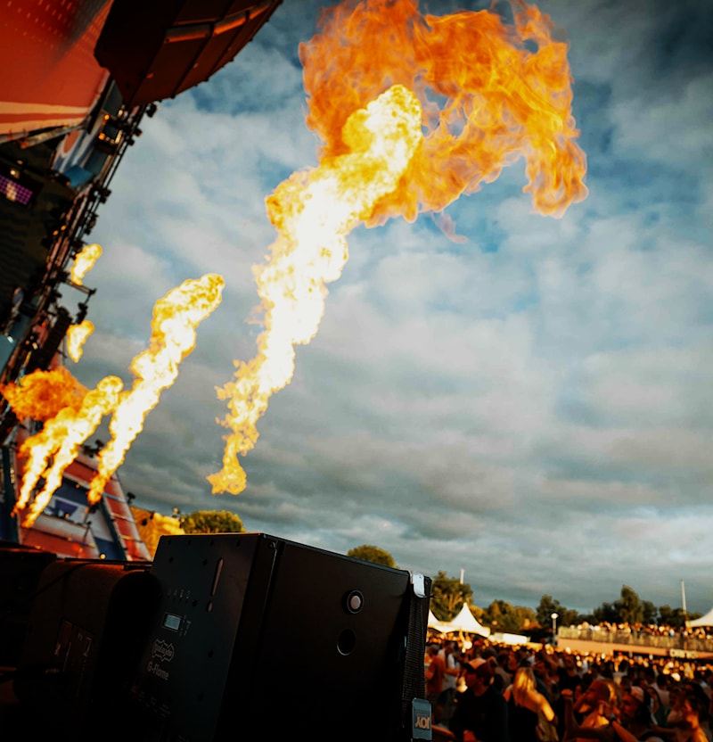 Flames next to the stage at Hype-O-Dream, Waregem