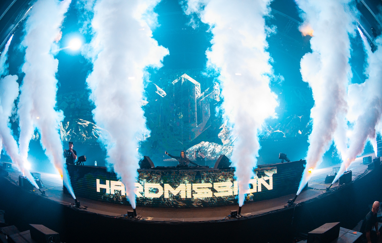 CO₂ jets around the DJ booth at Hardmission, Melbourne, 2024