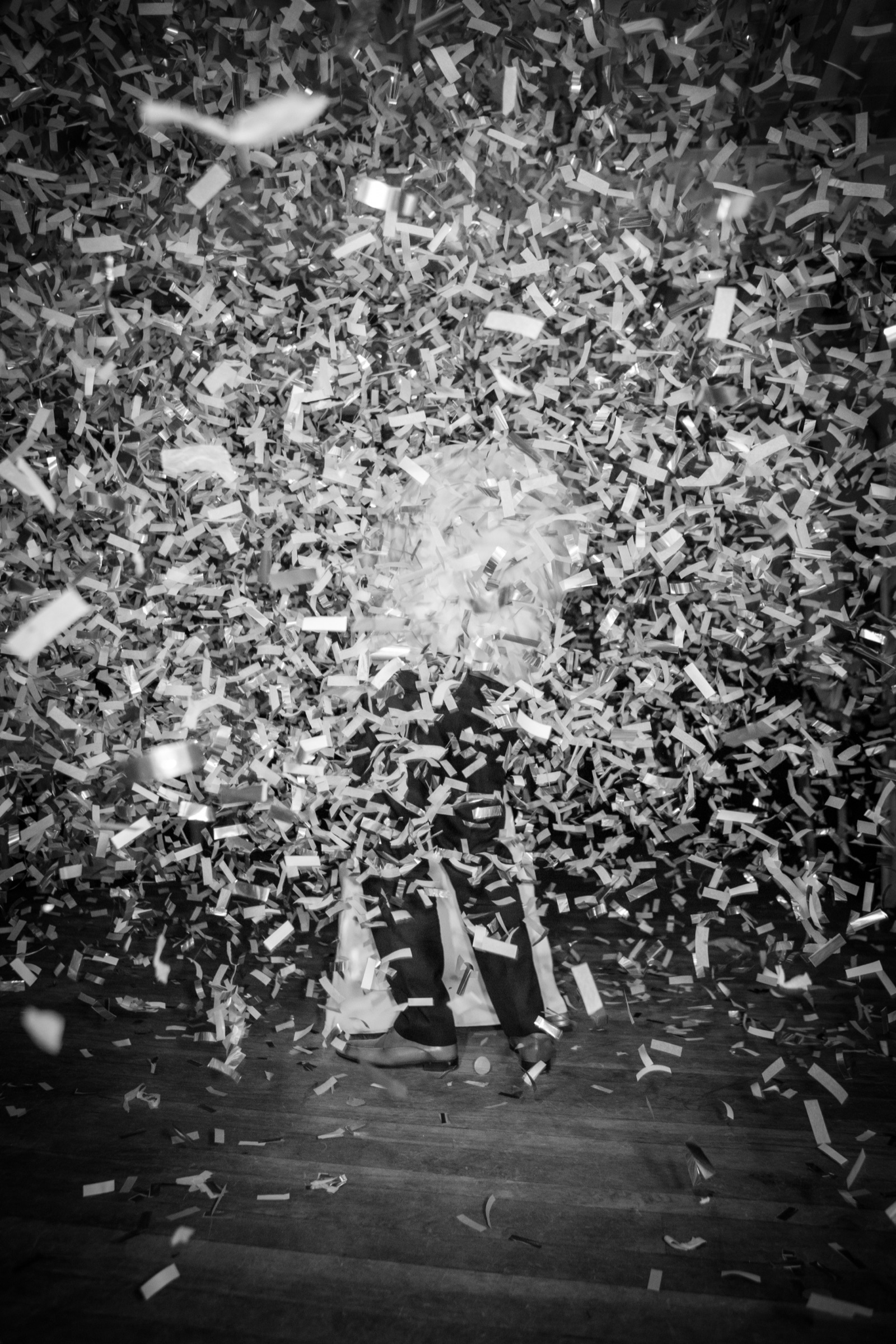 Confetti raining down on a first dance